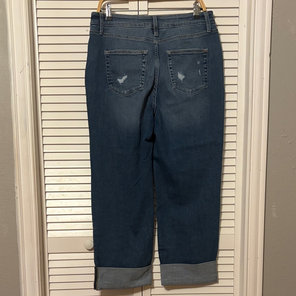 Edgely Women's Dark Blue Distressed Straight-Leg Jeans - Picture 3 of 3